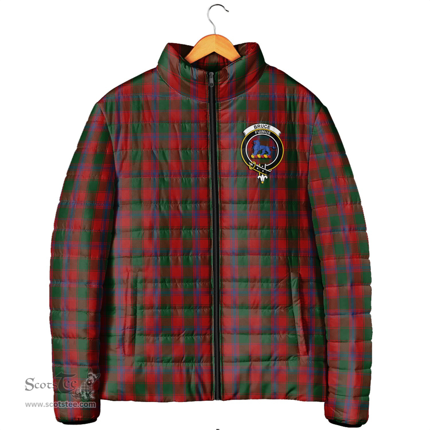 Scottish Bruce Old Clan Crest Tartan Padded Jacket with Family Crest - Tartan Plaid Jacket ScotsTee Shop - Tartan Plaid - scotstee.com