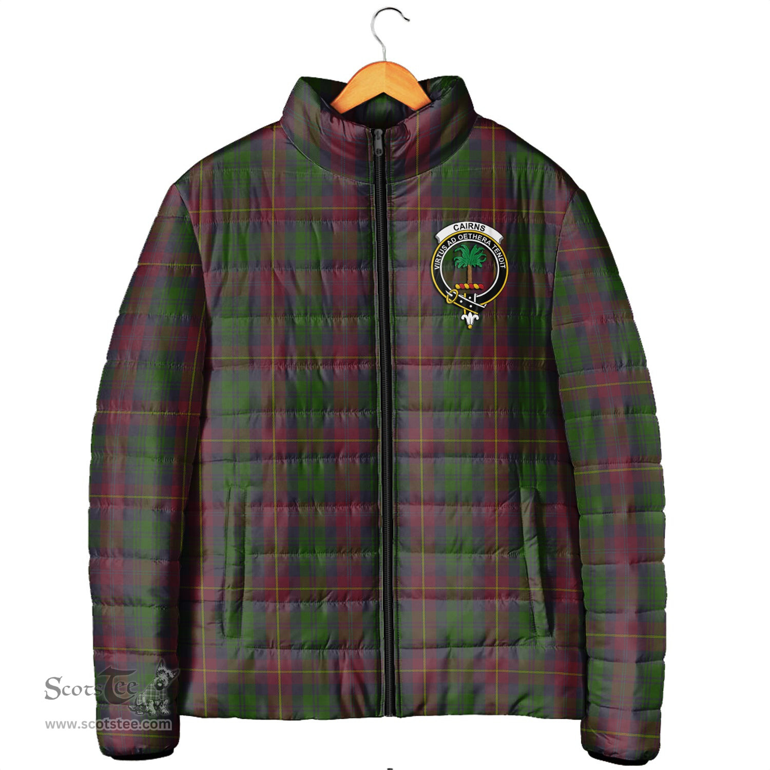 Scottish Cairns Clan Crest Tartan Padded Jacket with Family Crest - Tartan Plaid Jacket ScotsTee Shop - Tartan Plaid - scotstee.com