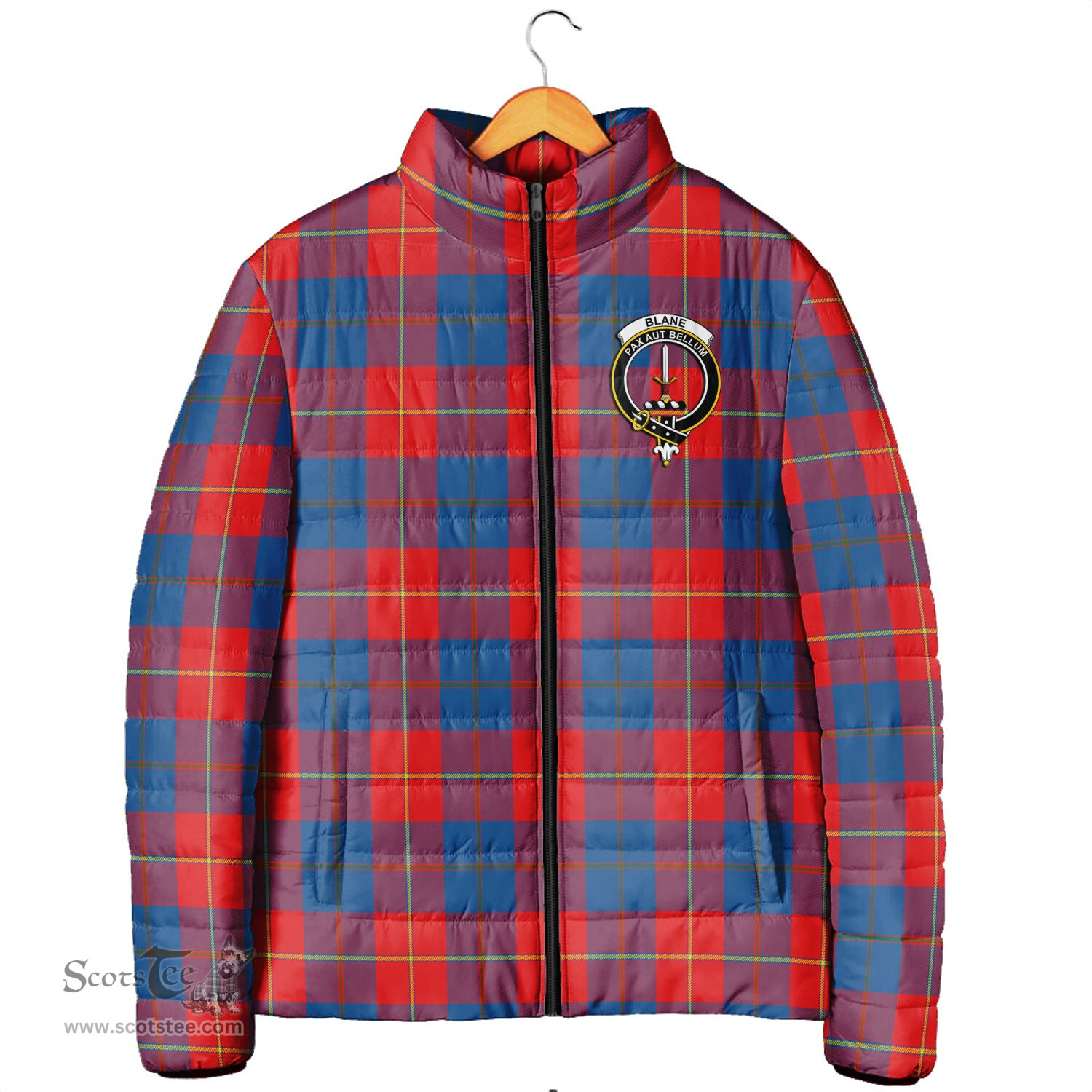 Scottish Blane Clan Crest Tartan Padded Jacket with Family Crest - Tartan Plaid Jacket ScotsTee Shop - Tartan Plaid - scotstee.com