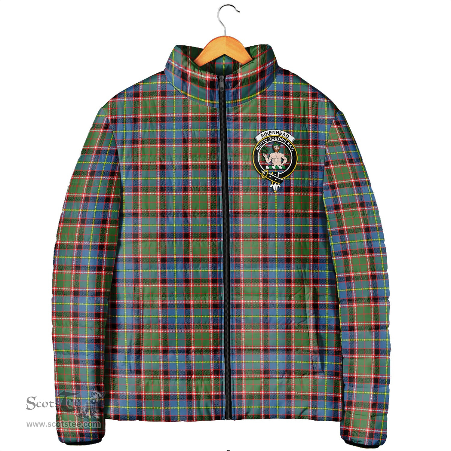 Scottish Aikenhead Clan Crest Tartan Padded Jacket with Family Crest - Tartan Plaid Jacket ScotsTee Shop - Tartan Plaid - scotstee.com