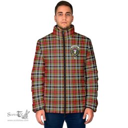Scottish Buchanan Old Dress Clan Crest Tartan Padded Jacket with Family Crest - Tartan Plaid Jacket ScotsTee Shop - Tartan Plaid - scotstee.com