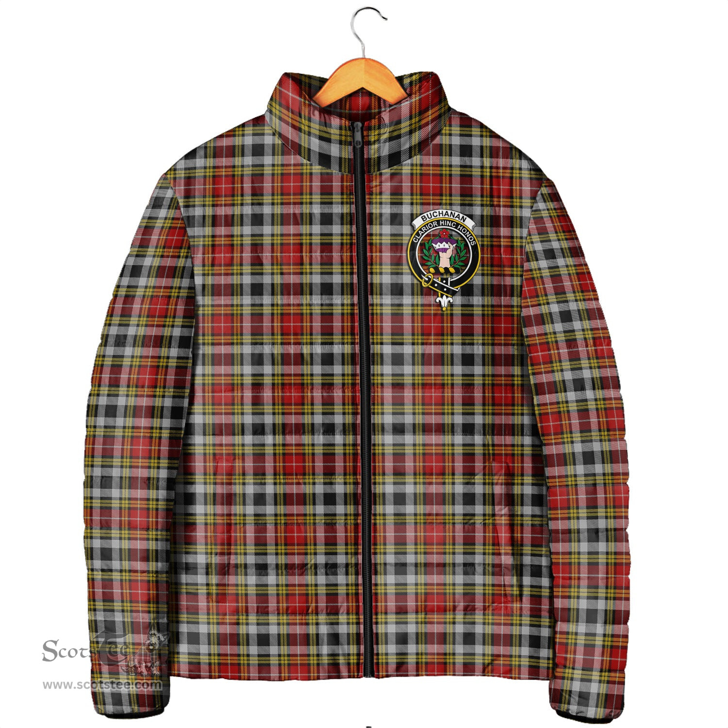 Scottish Buchanan Old Dress Clan Crest Tartan Padded Jacket with Family Crest - Tartan Plaid Jacket ScotsTee Shop - Tartan Plaid - scotstee.com
