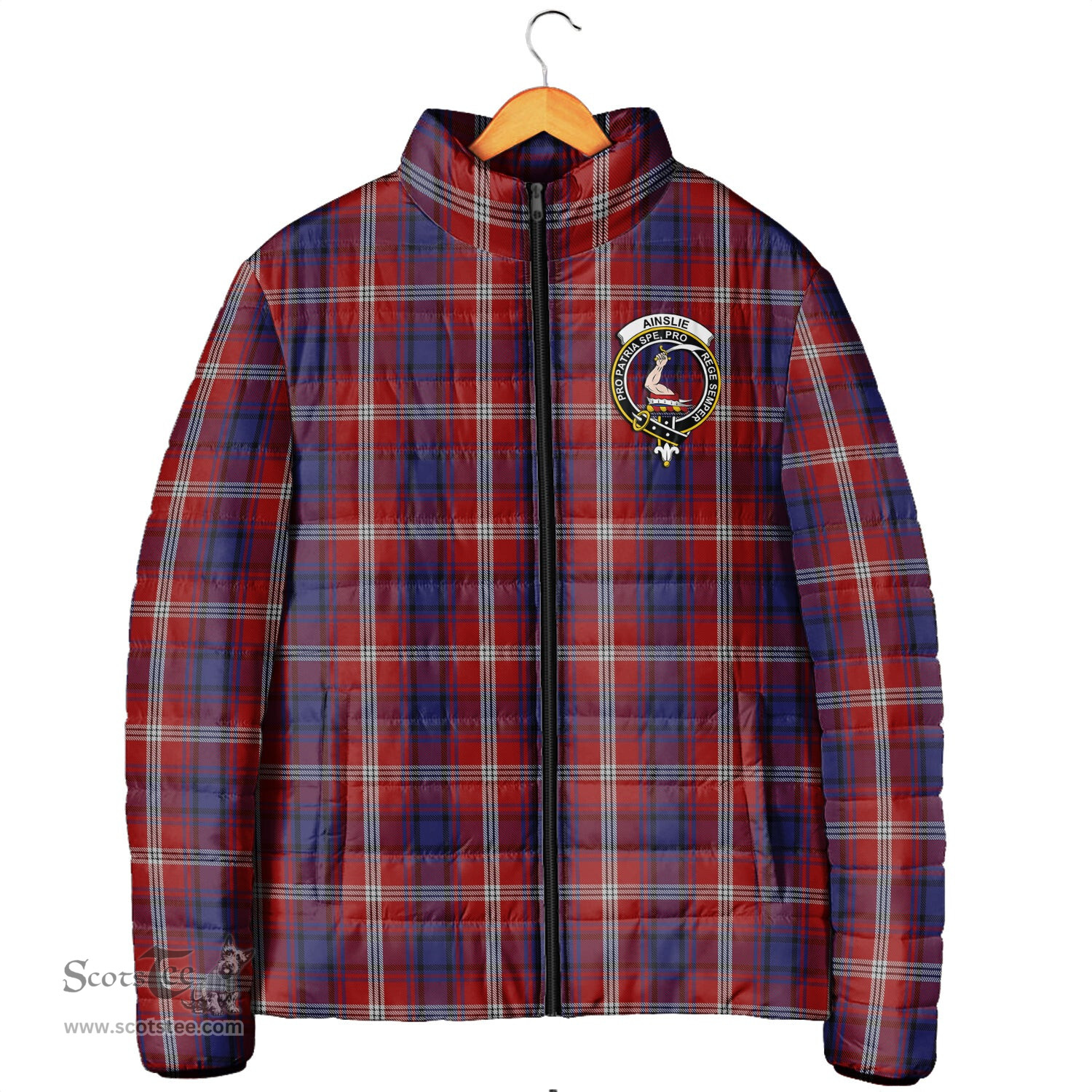 Scottish Ainslie Clan Crest Tartan Padded Jacket with Family Crest - Tartan Plaid Jacket ScotsTee Shop - Tartan Plaid - scotstee.com