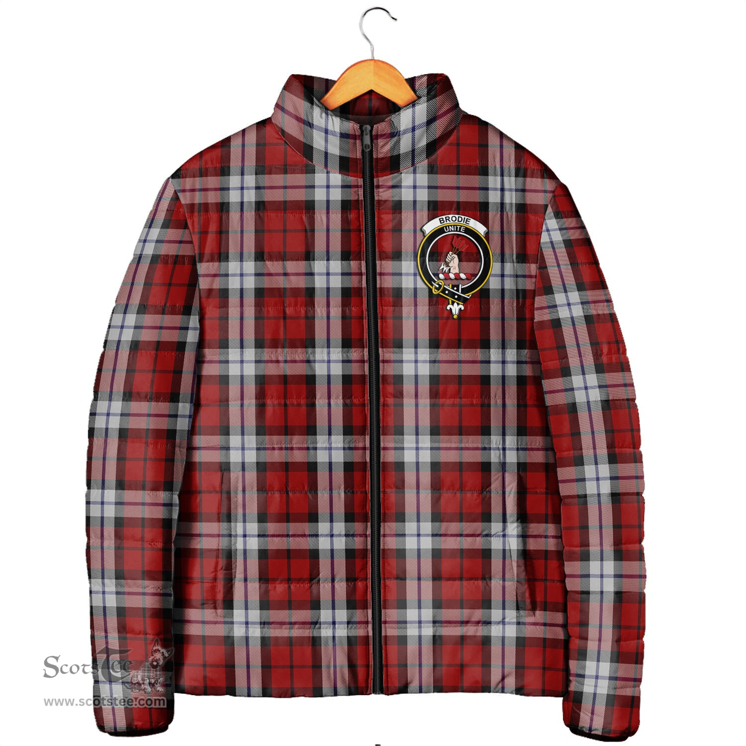 Scottish Brodie Dress Clan Crest Tartan Padded Jacket with Family Crest - Tartan Plaid Jacket ScotsTee Shop - Tartan Plaid - scotstee.com
