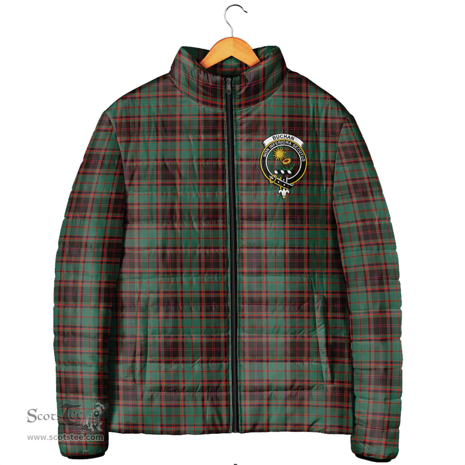 Scottish Buchan Ancient Clan Crest Tartan Padded Jacket with Family Crest - Tartan Plaid Jacket ScotsTee Shop - Tartan Plaid - scotstee.com