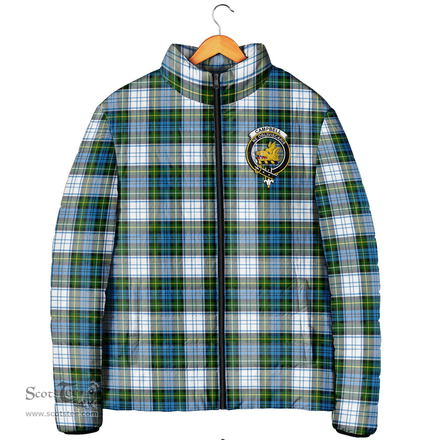 Scottish Campbell Dress Clan Crest Tartan Padded Jacket with Family Crest - Tartan Plaid Jacket ScotsTee Shop - Tartan Plaid - scotstee.com
