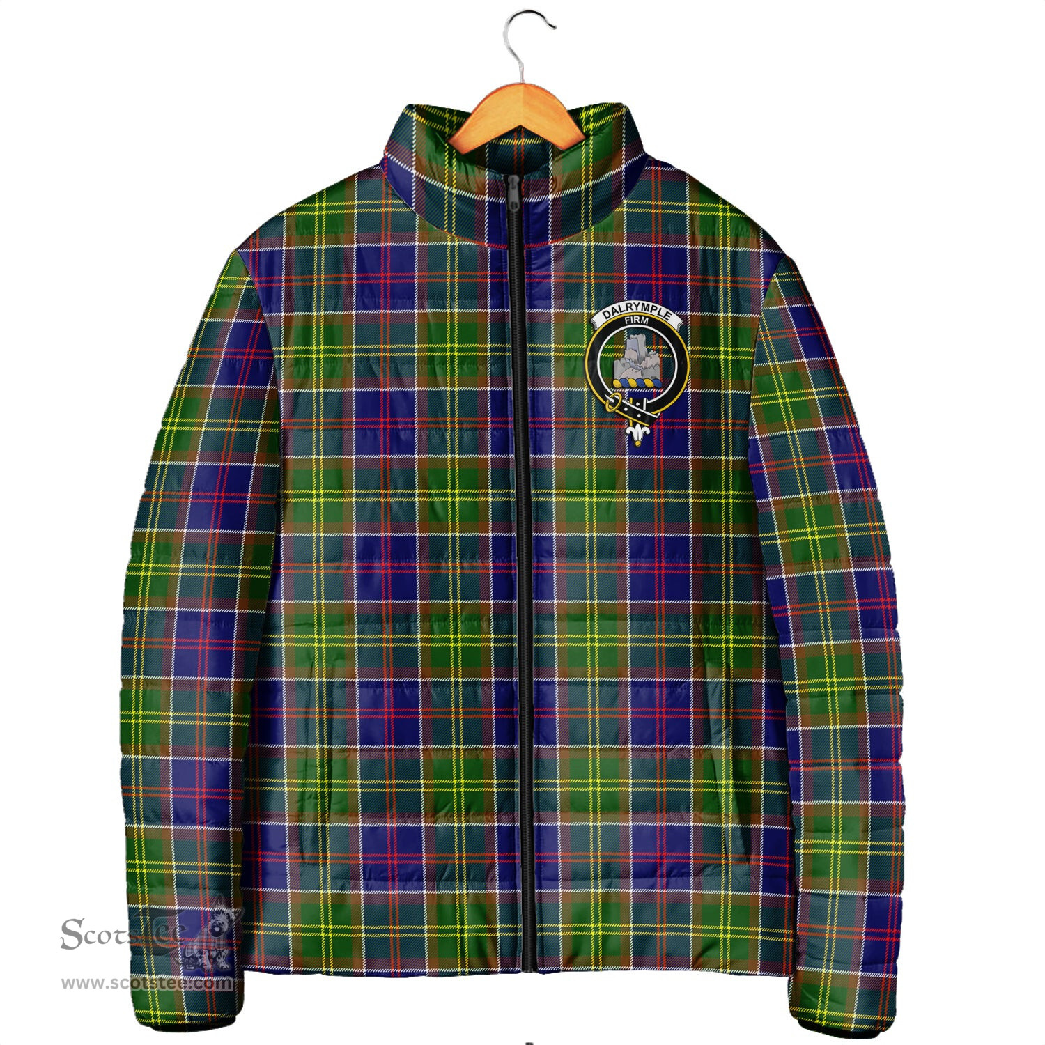 Scottish Dalrymple Clan Crest Tartan Padded Jacket with Family Crest - Tartan Plaid Jacket ScotsTee Shop - Tartan Plaid - scotstee.com