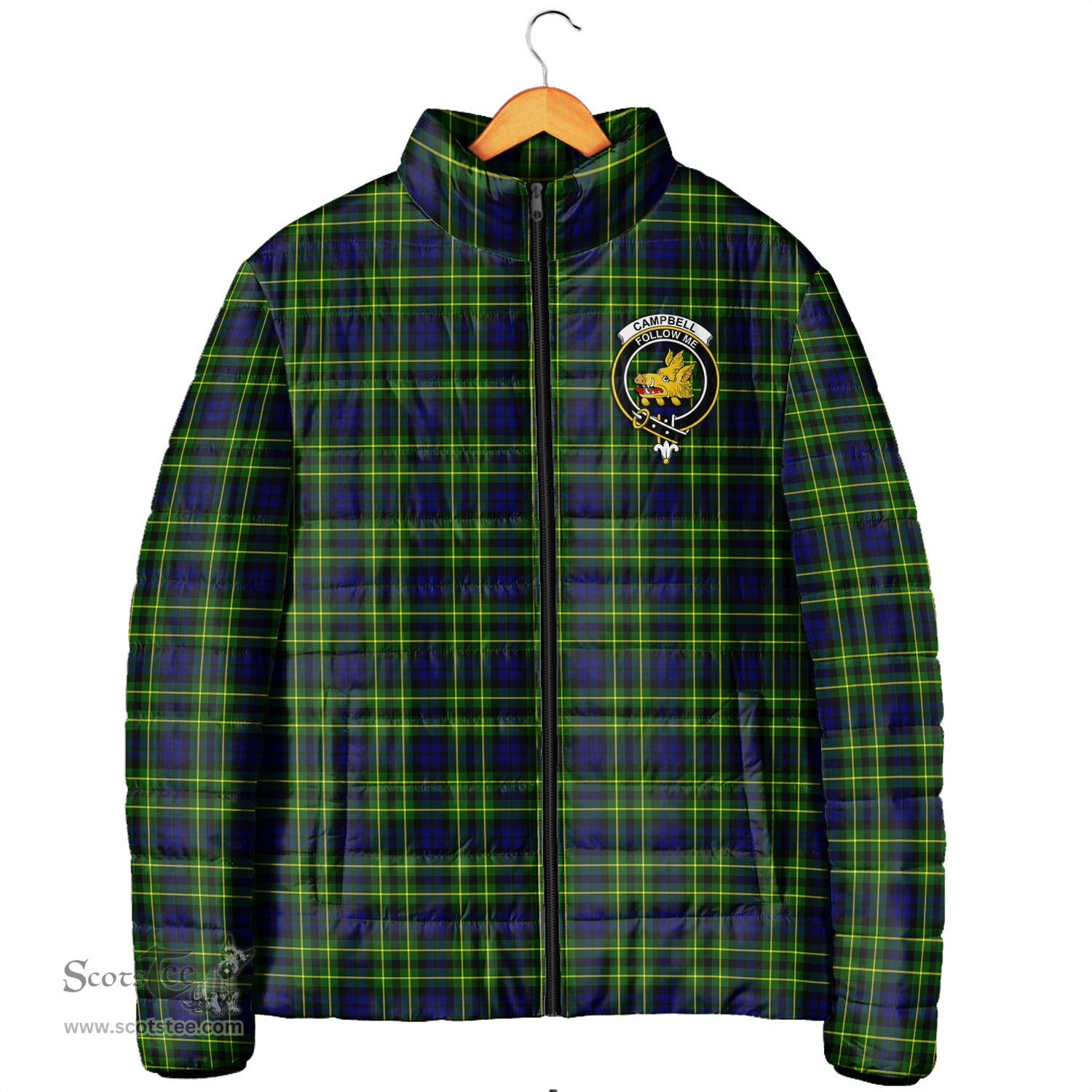 Scottish Campbell of Breadalbane Modern Clan Crest Tartan Padded Jacket with Family Crest - Tartan Plaid Jacket ScotsTee Shop - Tartan Plaid - scotstee.com
