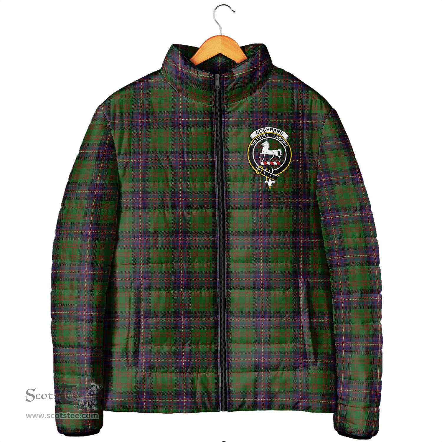 Scottish Cochrane Clan Crest Tartan Padded Jacket with Family Crest - Tartan Plaid Jacket ScotsTee Shop - Tartan Plaid - scotstee.com