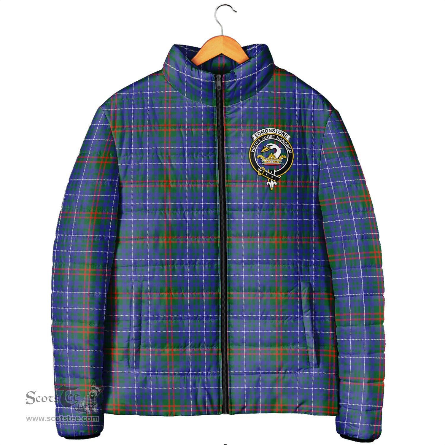 Scottish Edmonstone Clan Crest Tartan Padded Jacket with Family Crest - Tartan Plaid Jacket ScotsTee Shop - Tartan Plaid - scotstee.com