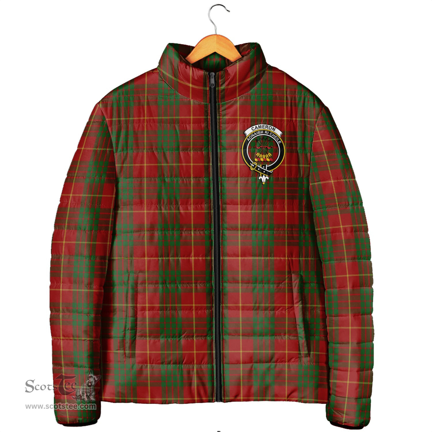 Scottish Cameron Clan Crest Tartan Padded Jacket with Family Crest - Tartan Plaid Jacket ScotsTee Shop - Tartan Plaid - scotstee.com
