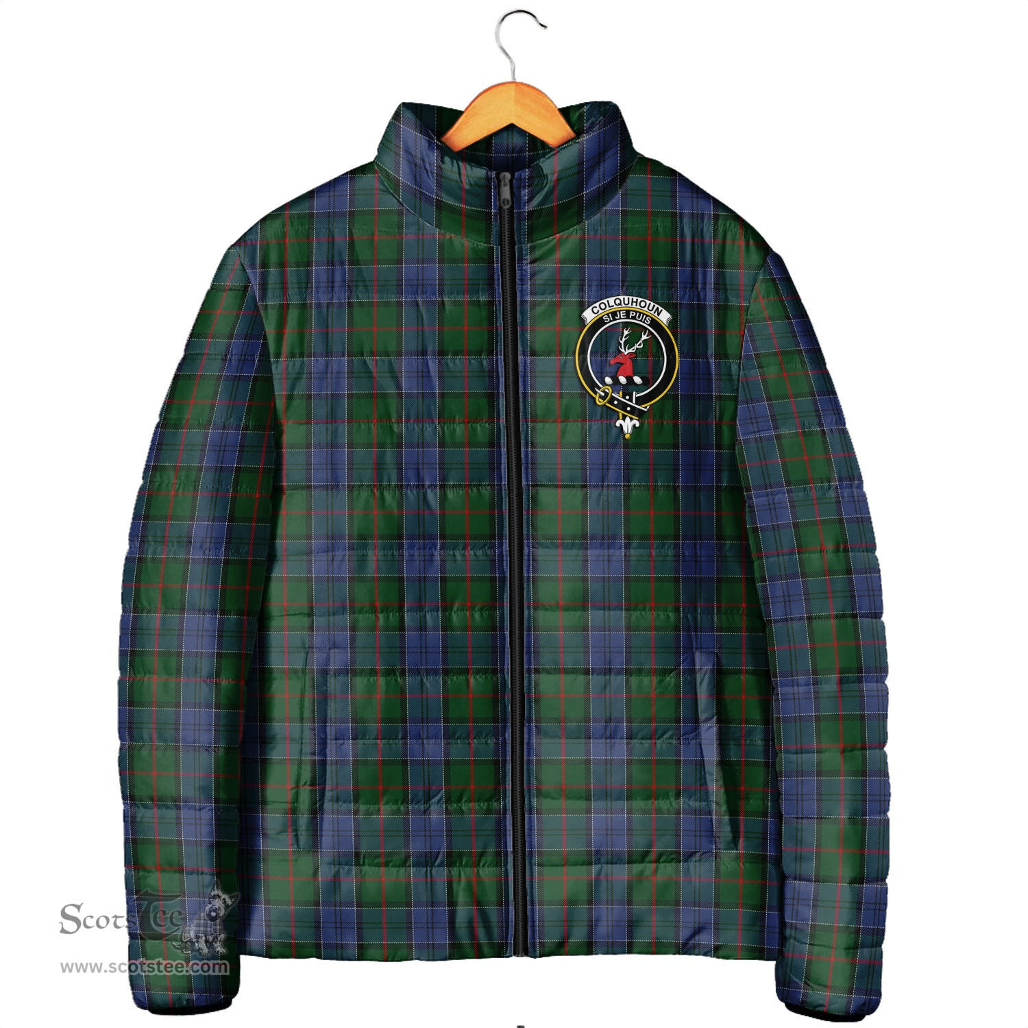 Scottish Colquhoun Clan Crest Tartan Padded Jacket with Family Crest - Tartan Plaid Jacket ScotsTee Shop - Tartan Plaid - scotstee.com