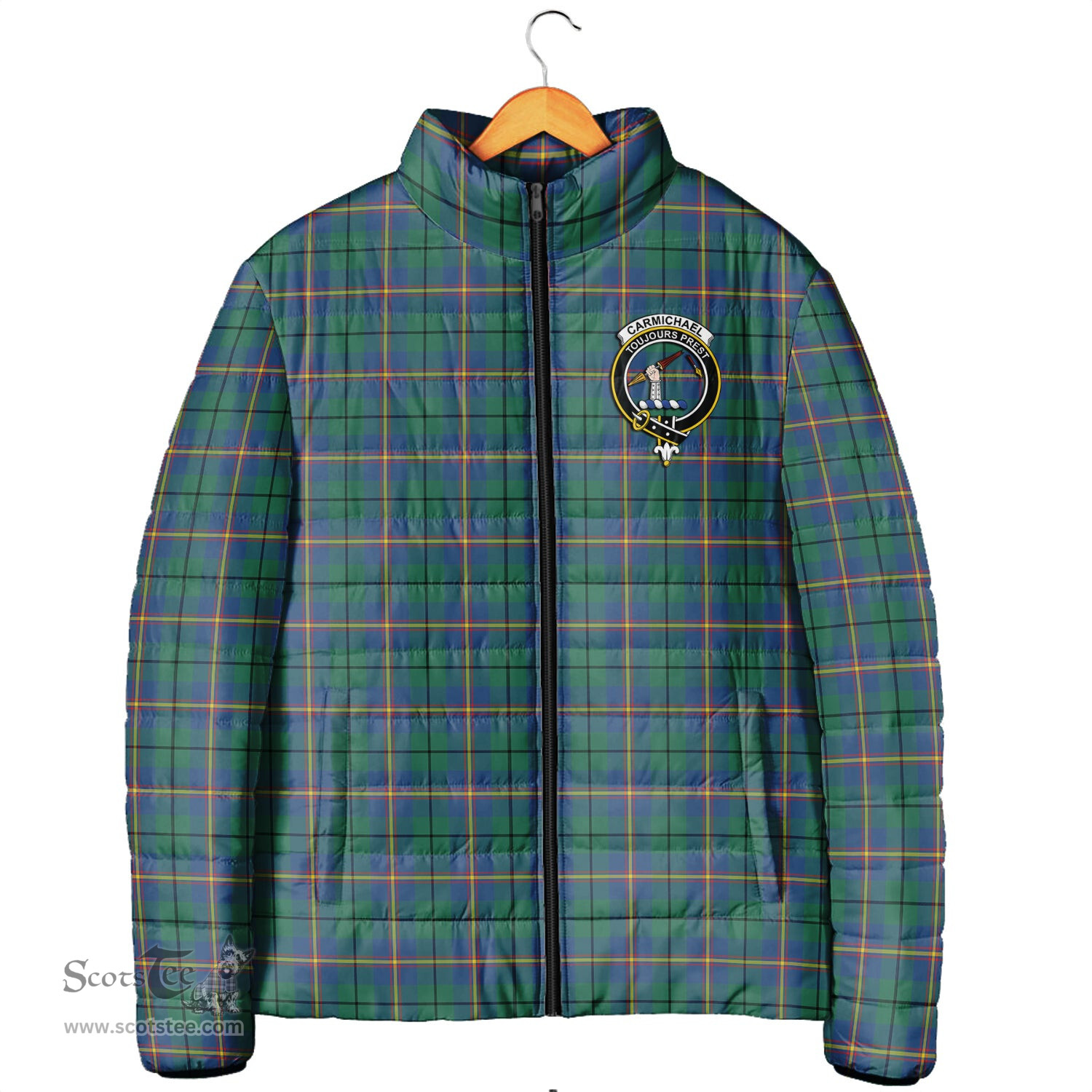 Scottish Carmichael Ancient Clan Crest Tartan Padded Jacket with Family Crest - Tartan Plaid Jacket ScotsTee Shop - Tartan Plaid - scotstee.com