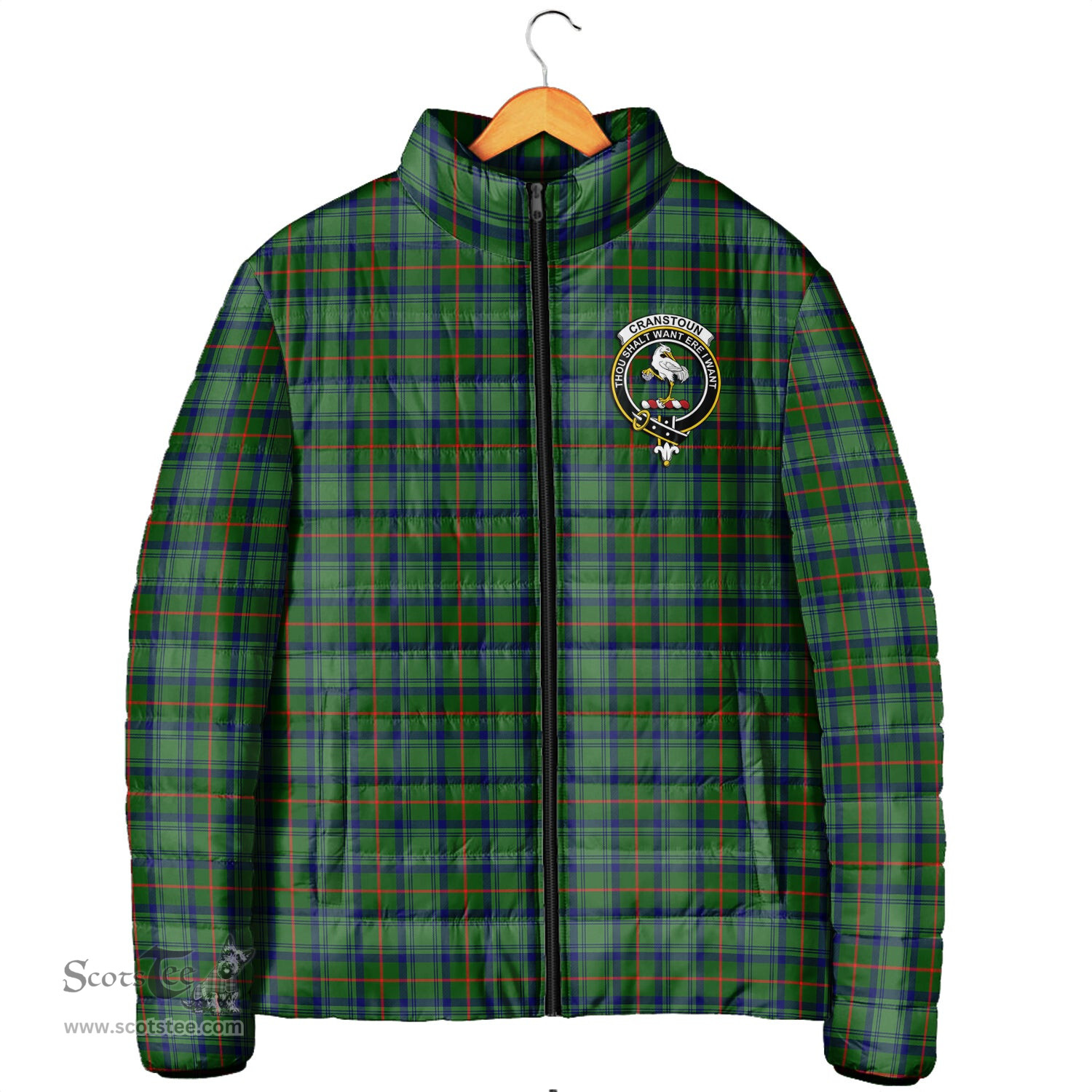 Scottish Cranstoun Clan Crest Tartan Padded Jacket with Family Crest - Tartan Plaid Jacket ScotsTee Shop - Tartan Plaid - scotstee.com