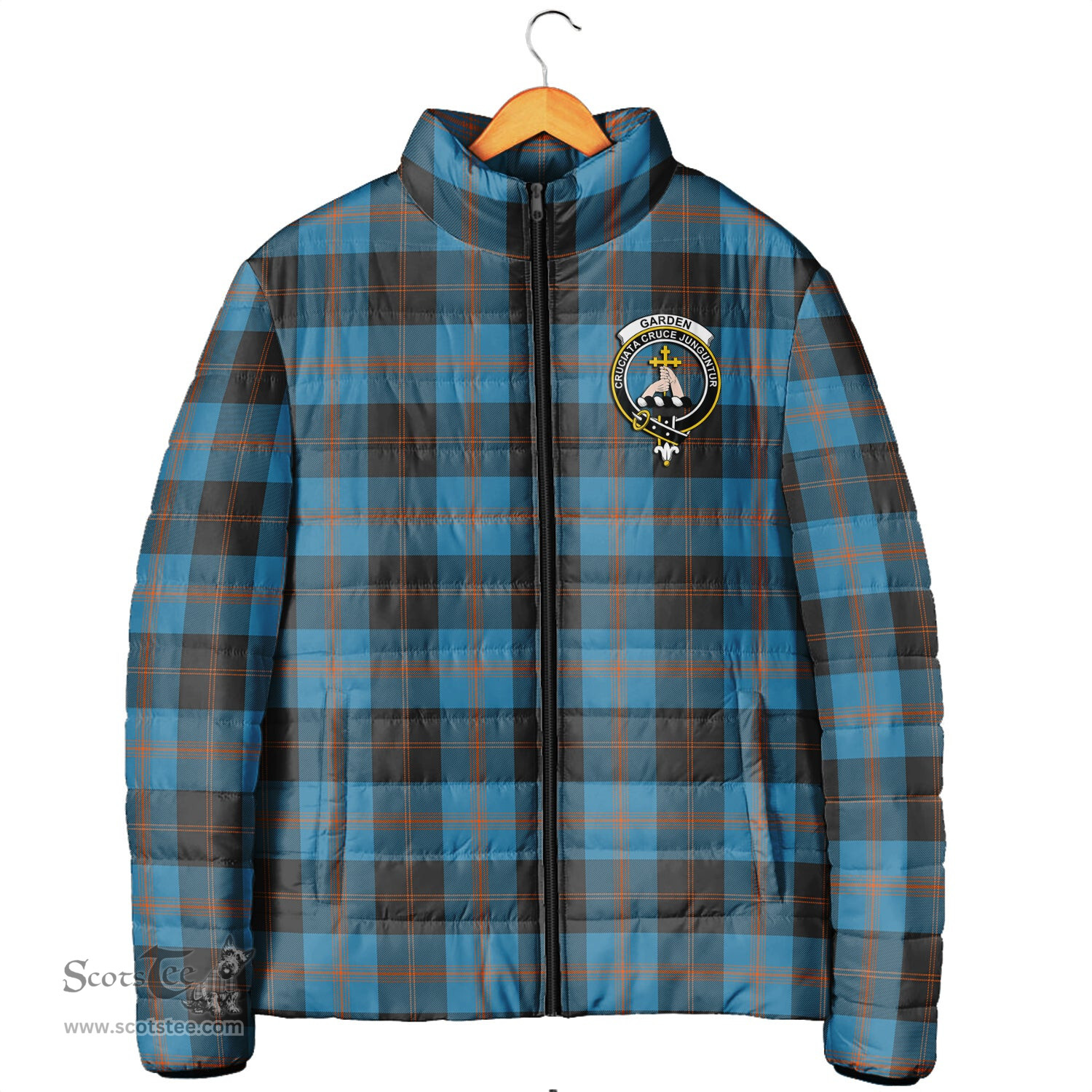 Scottish Garden Clan Crest Tartan Padded Jacket with Family Crest - Tartan Plaid Jacket ScotsTee Shop - Tartan Plaid - scotstee.com