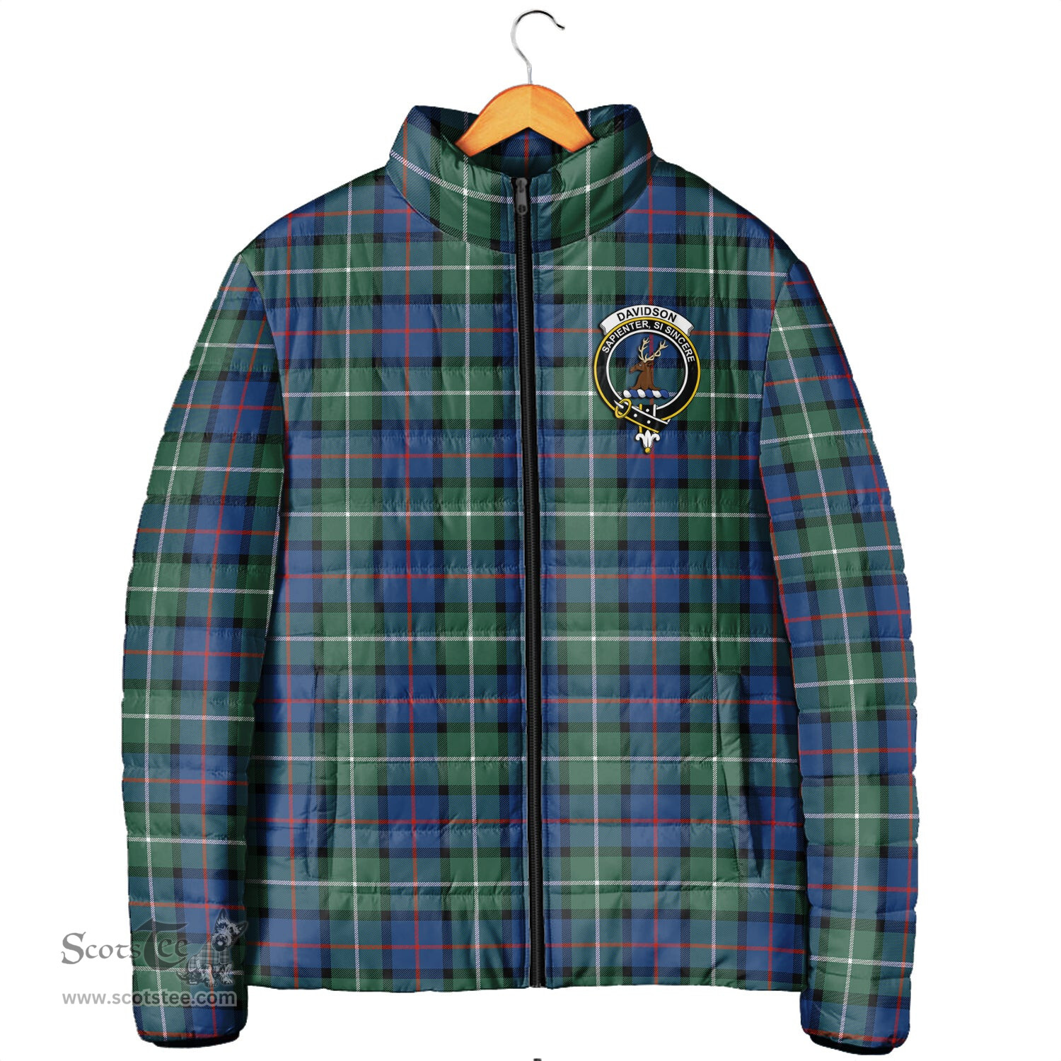 Scottish Davidson of Tulloch Clan Crest Tartan Padded Jacket with Family Crest - Tartan Plaid Jacket ScotsTee Shop - Tartan Plaid - scotstee.com
