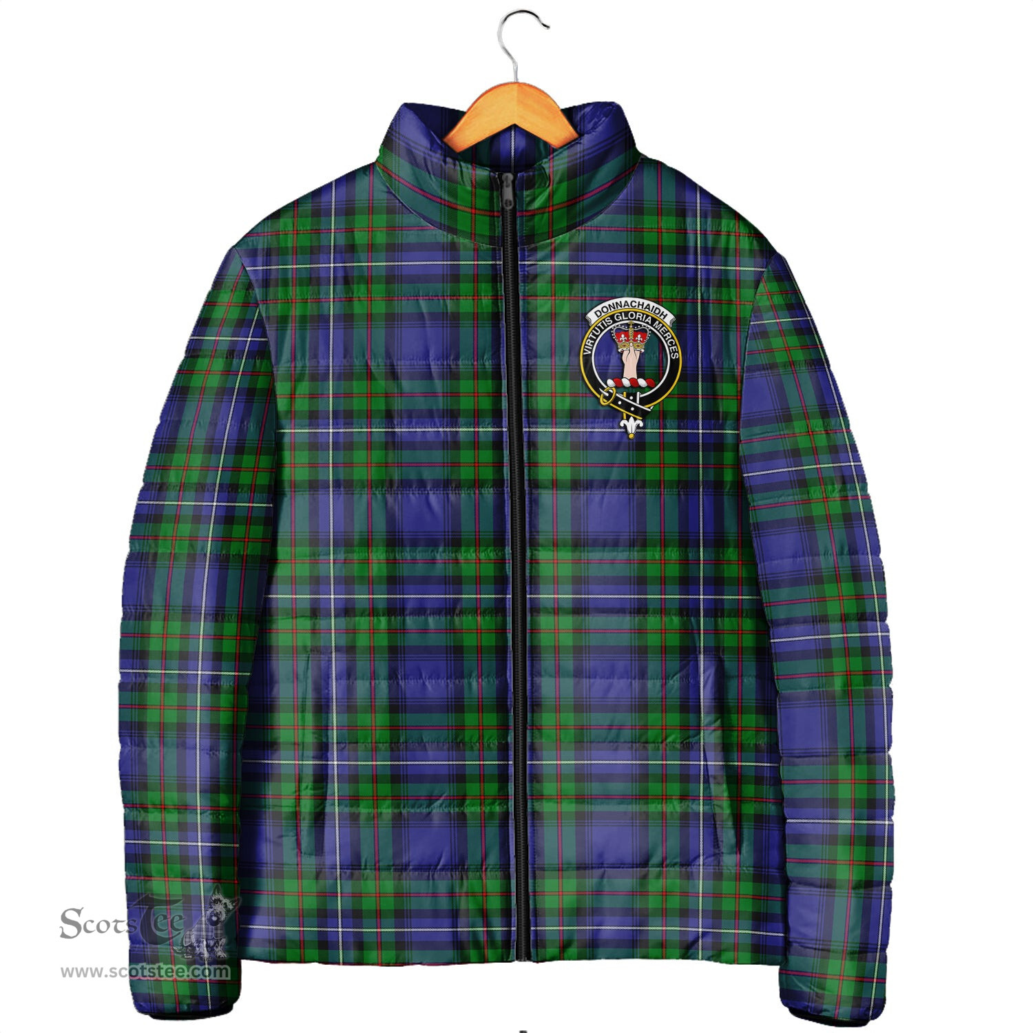 Scottish Donnachaidh Clan Crest Tartan Padded Jacket with Family Crest - Tartan Plaid Jacket ScotsTee Shop - Tartan Plaid - scotstee.com