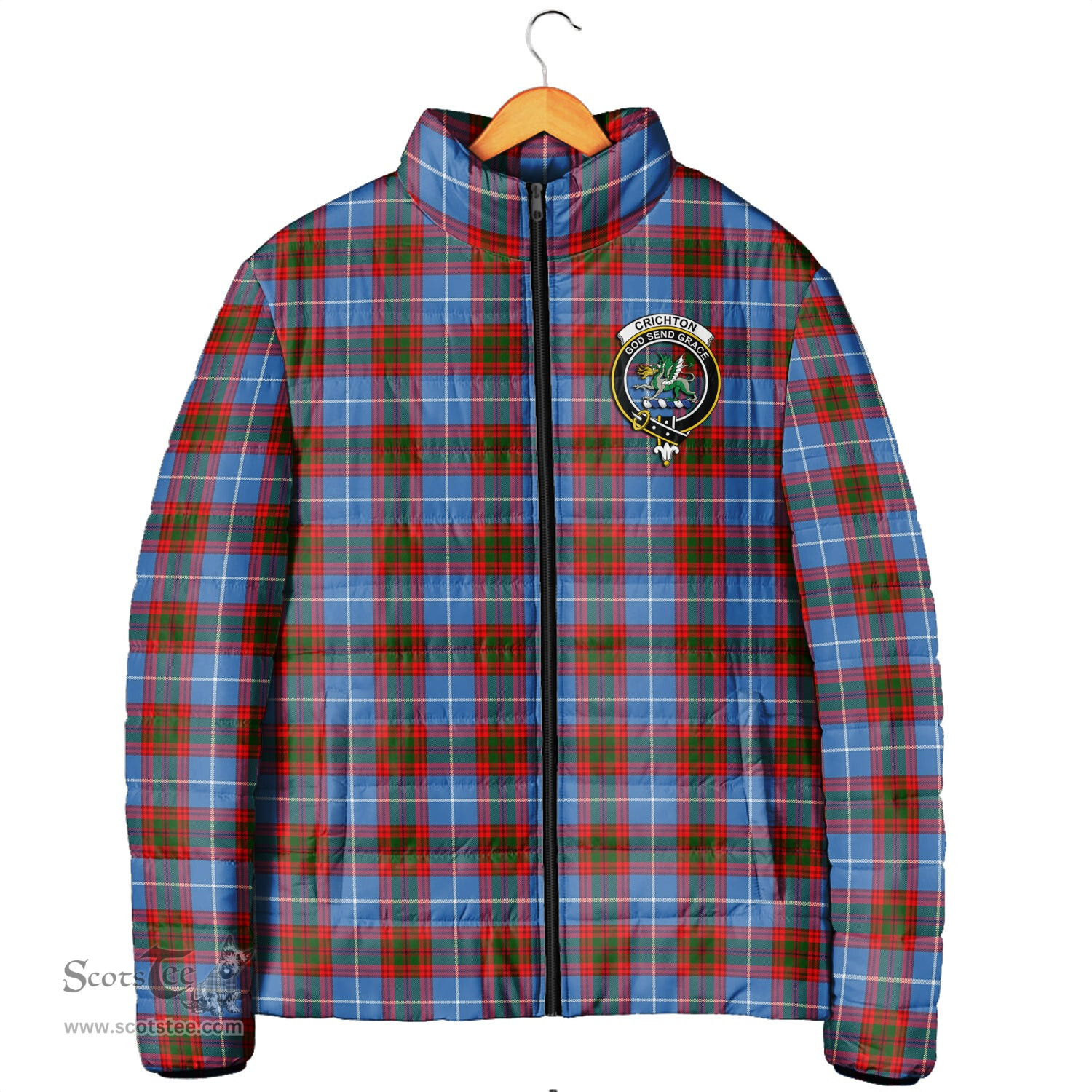 Scottish Crichton Clan Crest Tartan Padded Jacket with Family Crest - Tartan Plaid Jacket ScotsTee Shop - Tartan Plaid - scotstee.com