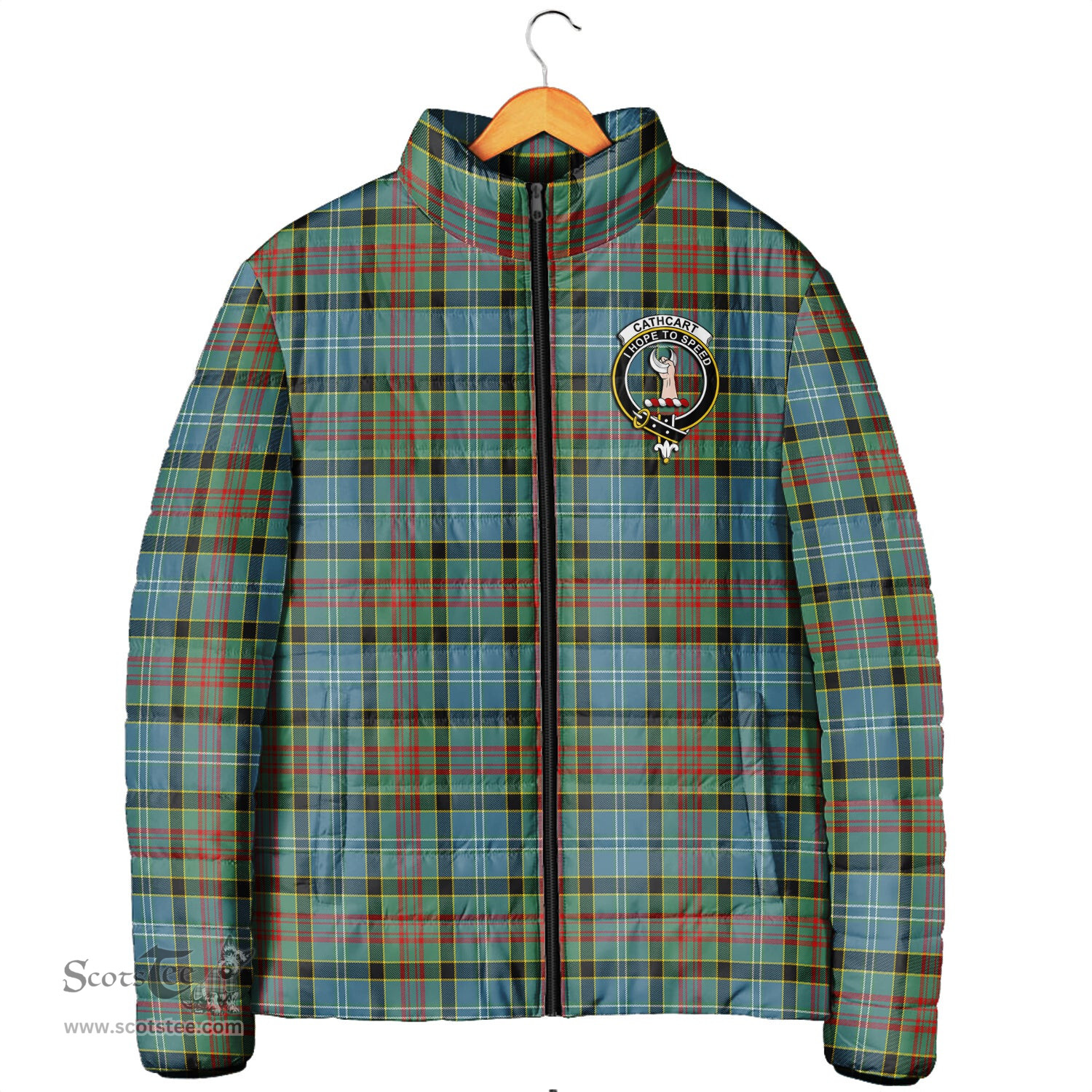 Scottish Cathcart Clan Crest Tartan Padded Jacket with Family Crest - Tartan Plaid Jacket ScotsTee Shop - Tartan Plaid - scotstee.com