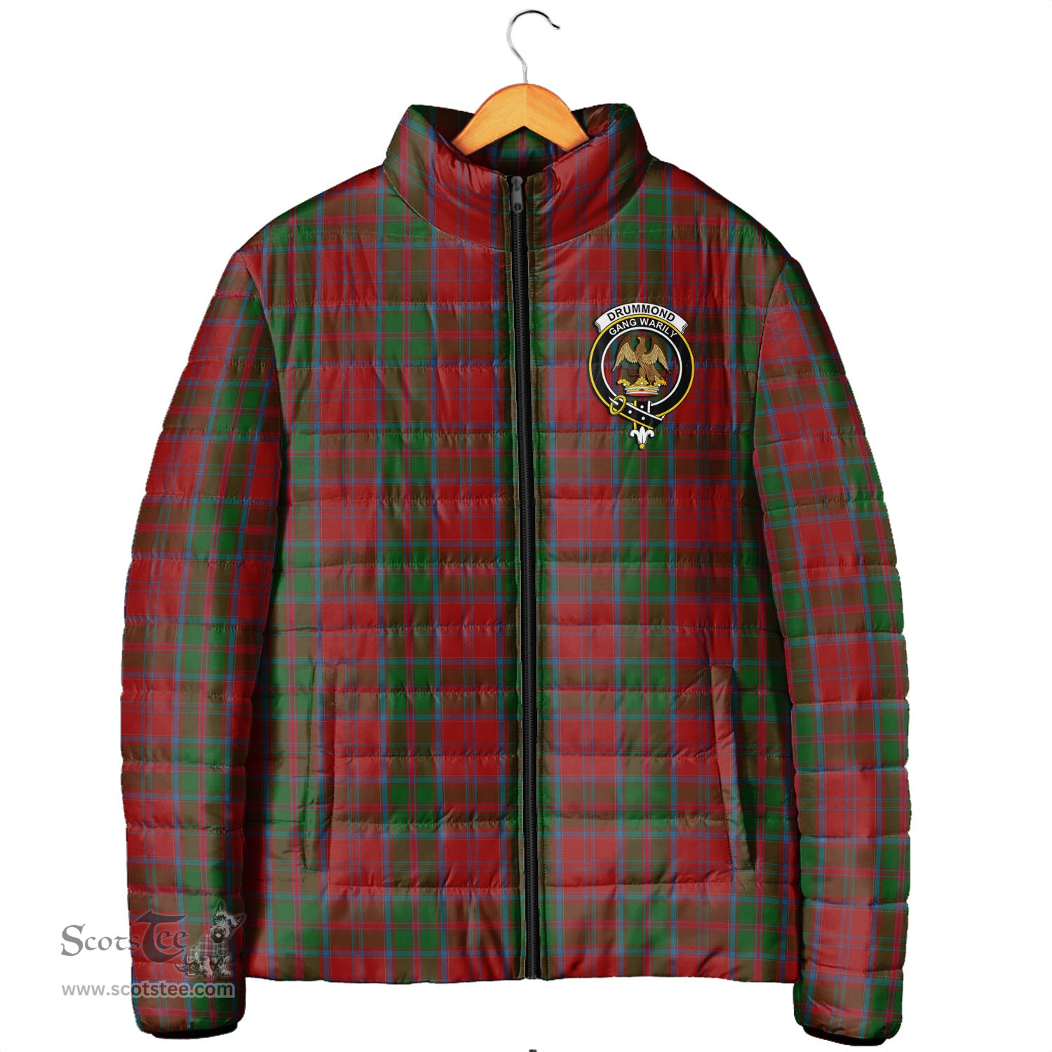 Scottish Drummond Clan Crest Tartan Padded Jacket with Family Crest - Tartan Plaid Jacket ScotsTee Shop - Tartan Plaid - scotstee.com