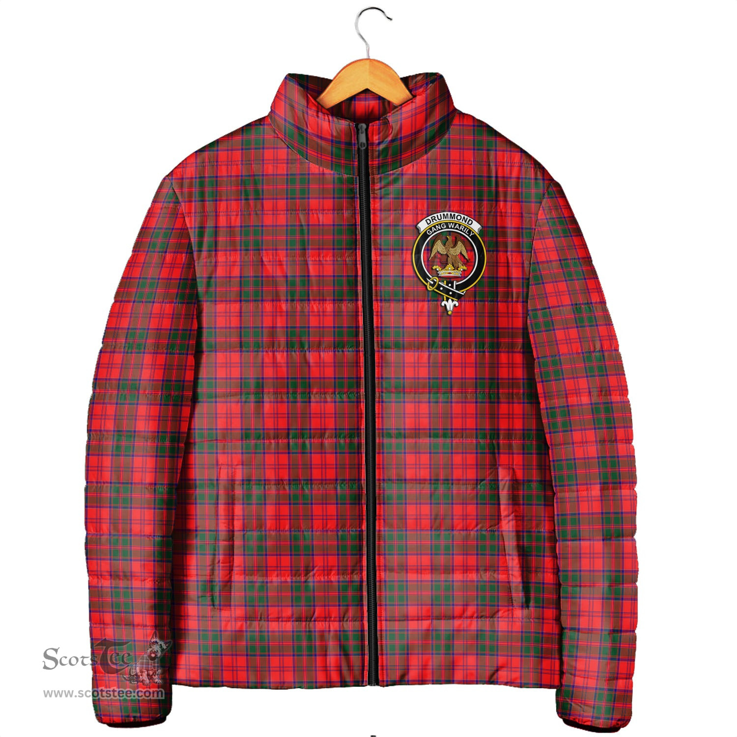 Scottish Drummond Modern Clan Crest Tartan Padded Jacket with Family Crest - Tartan Plaid Jacket ScotsTee Shop - Tartan Plaid - scotstee.com
