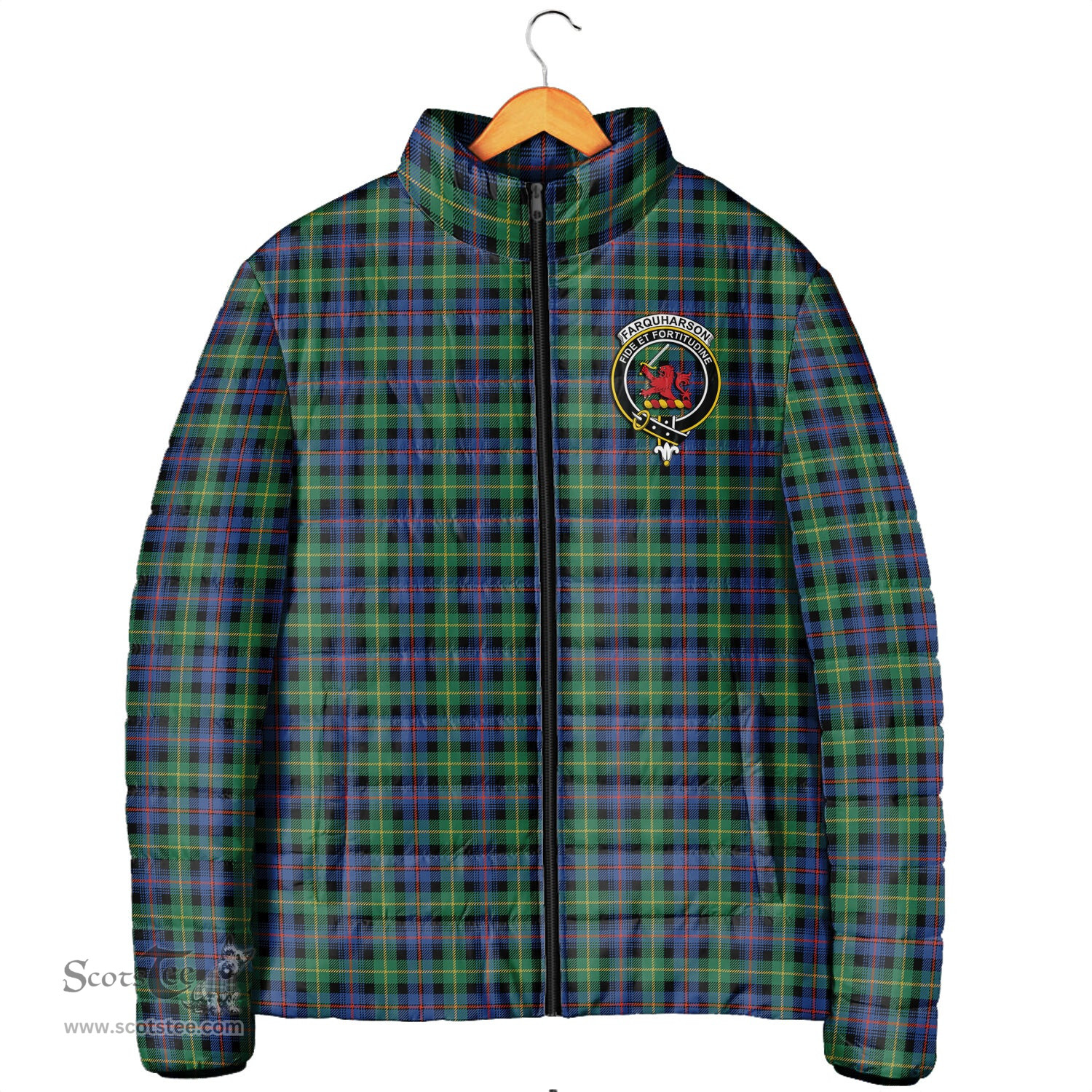 Scottish Farquharson Ancient Clan Crest Tartan Padded Jacket with Family Crest - Tartan Plaid Jacket ScotsTee Shop - Tartan Plaid - scotstee.com