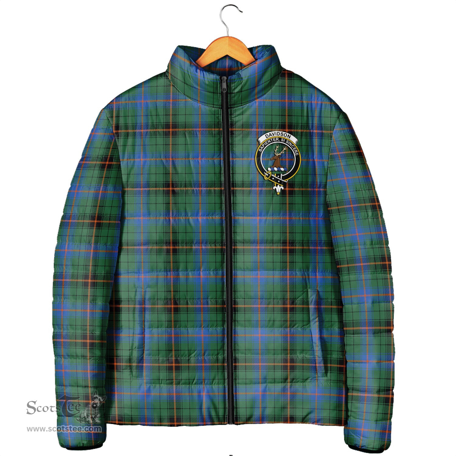 Scottish Davidson Ancient Clan Crest Tartan Padded Jacket with Family Crest - Tartan Plaid Jacket ScotsTee Shop - Tartan Plaid - scotstee.com