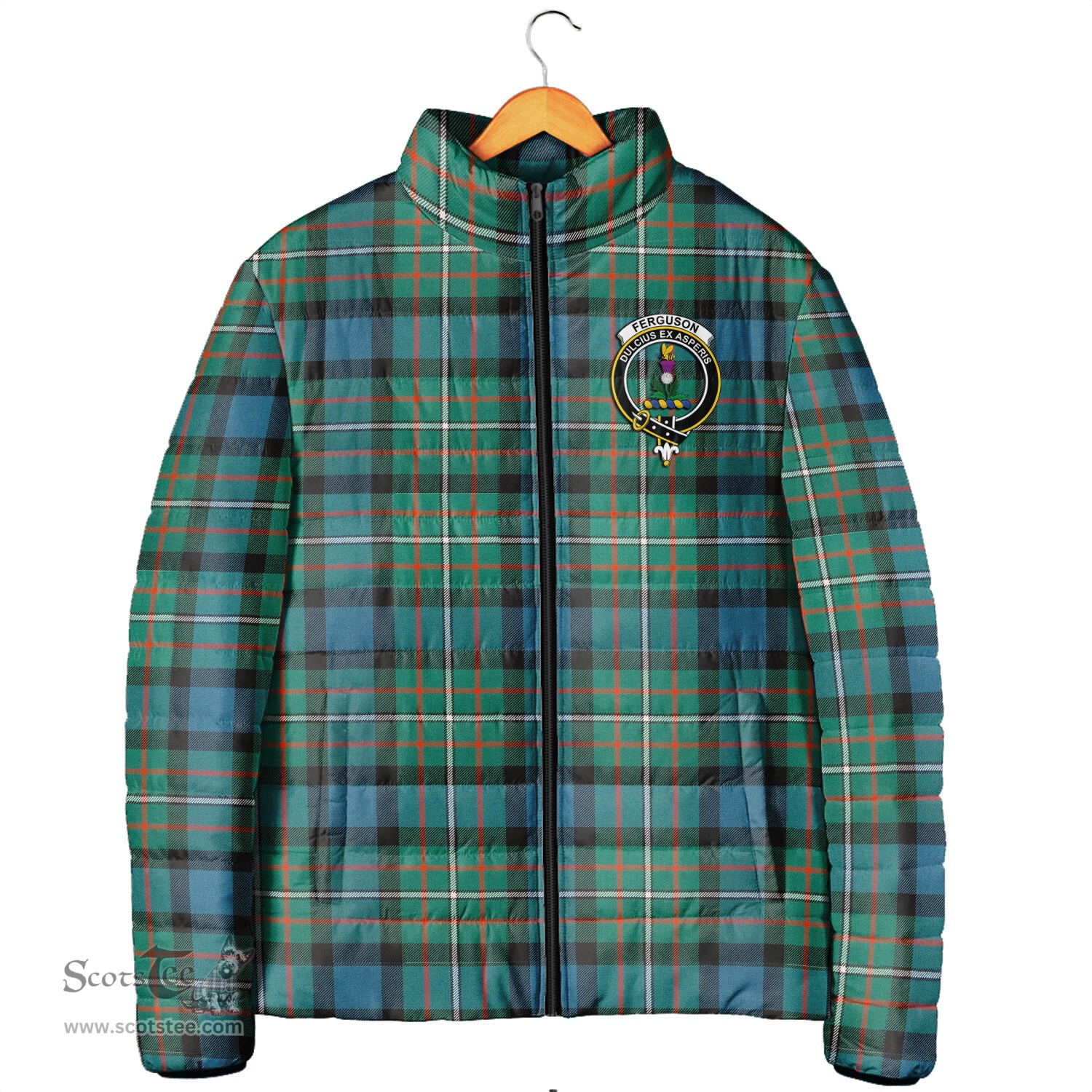Scottish Ferguson Ancient Clan Crest Tartan Padded Jacket with Family Crest - Tartan Plaid Jacket ScotsTee Shop - Tartan Plaid - scotstee.com