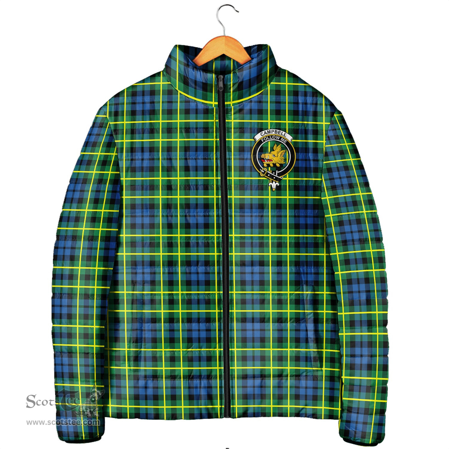 Scottish Campbell of Breadalbane Ancient Clan Crest Tartan Padded Jacket with Family Crest - Tartan Plaid Jacket ScotsTee Shop - Tartan Plaid - scotstee.com