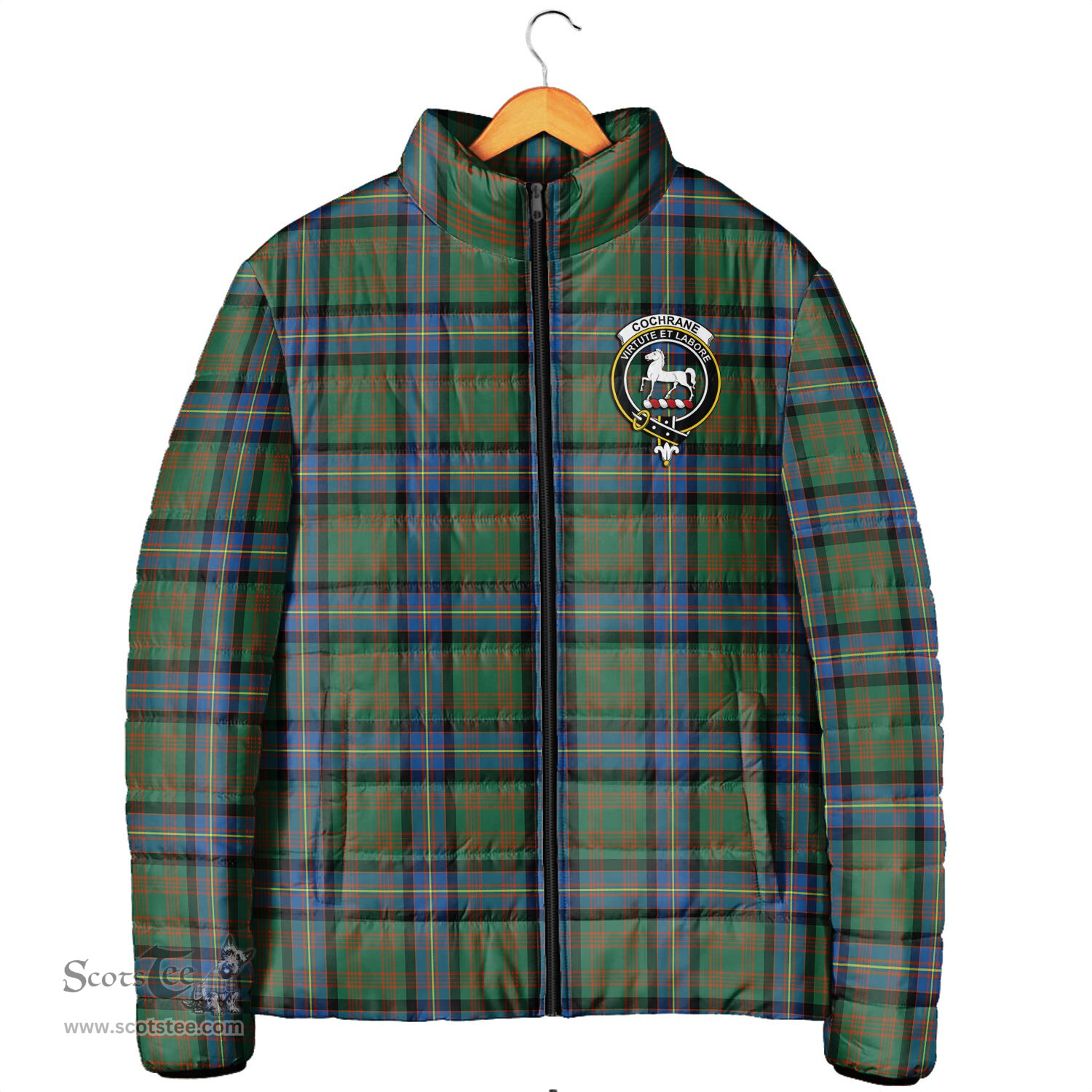 Scottish Cochrane Ancient Clan Crest Tartan Padded Jacket with Family Crest - Tartan Plaid Jacket ScotsTee Shop - Tartan Plaid - scotstee.com