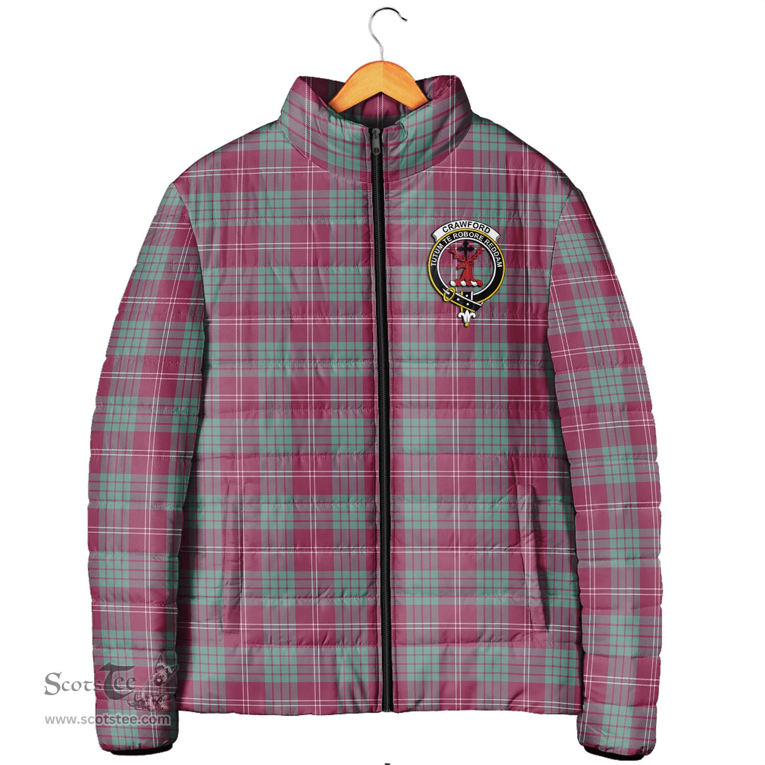 Scottish Crawford Ancient Clan Crest Tartan Padded Jacket with Family Crest - Tartan Plaid Jacket ScotsTee Shop - Tartan Plaid - scotstee.com