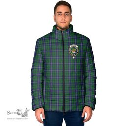 Scottish Douglas Green Clan Crest Tartan Padded Jacket with Family Crest - Tartan Plaid Jacket ScotsTee Shop - Tartan Plaid - scotstee.com