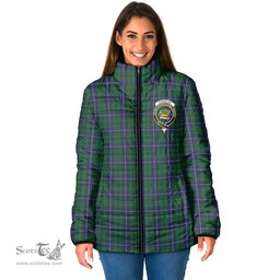 Scottish Douglas Green Clan Crest Tartan Padded Jacket with Family Crest - Tartan Plaid Jacket ScotsTee Shop - Tartan Plaid - scotstee.com
