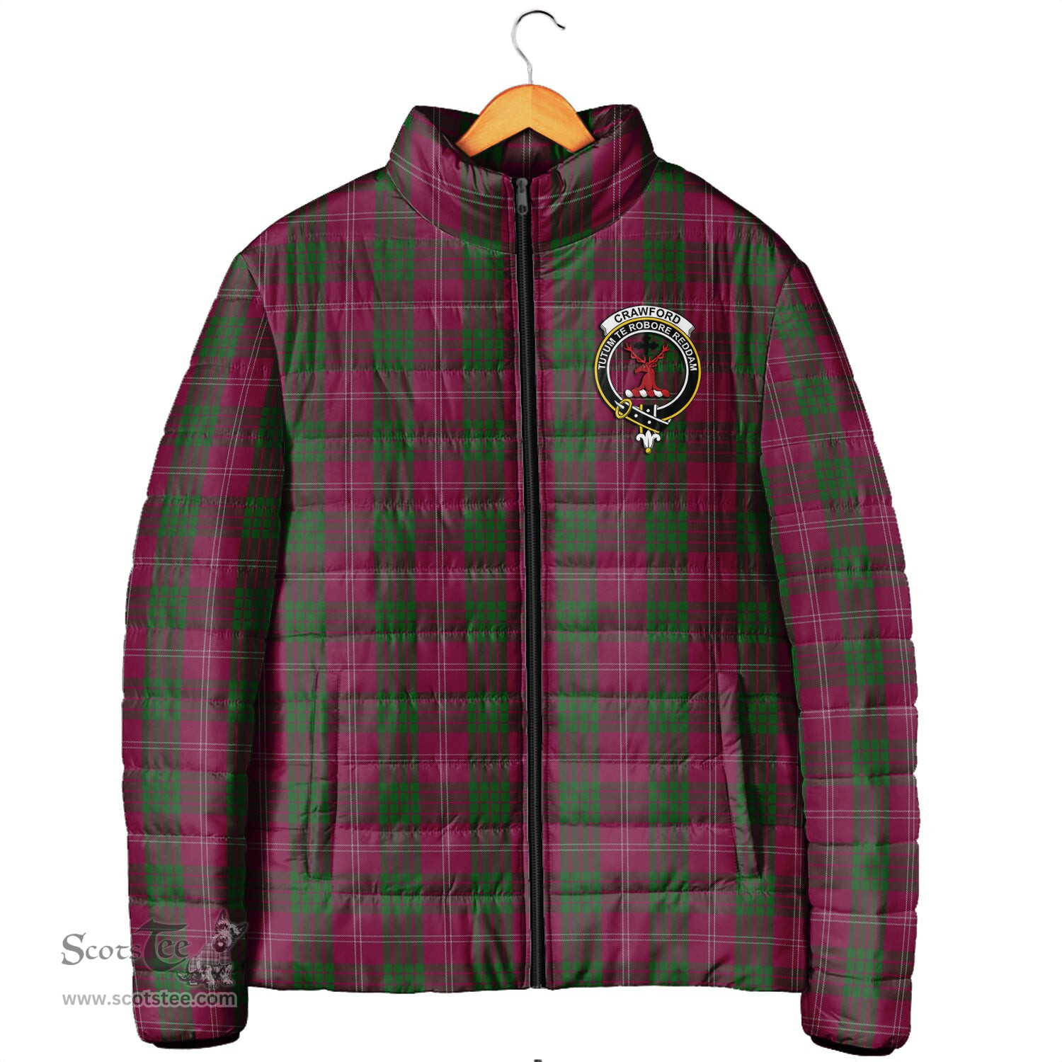 Scottish Crawford Clan Crest Tartan Padded Jacket with Family Crest - Tartan Plaid Jacket ScotsTee Shop - Tartan Plaid - scotstee.com