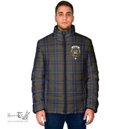 Scottish Douglas Brown Clan Crest Tartan Padded Jacket with Family Crest - Tartan Plaid Jacket ScotsTee Shop - Tartan Plaid - scotstee.com