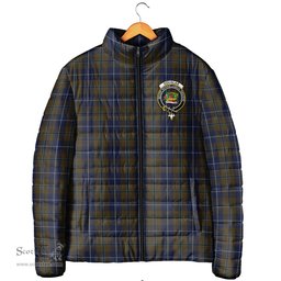 Scottish Douglas Brown Clan Crest Tartan Padded Jacket with Family Crest - Tartan Plaid Jacket ScotsTee Shop - Tartan Plaid - scotstee.com