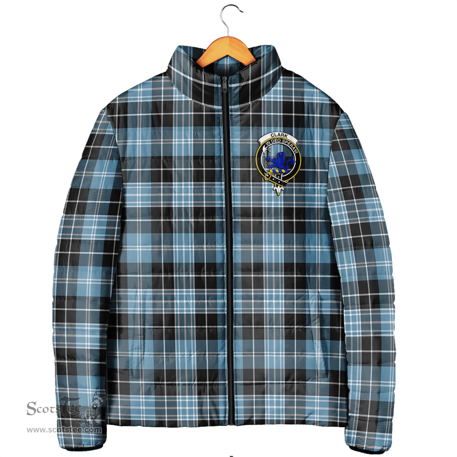 Scottish Clark (Lion) Ancient Clan Crest Tartan Padded Jacket with Family Crest - Tartan Plaid Jacket ScotsTee Shop - Tartan Plaid - scotstee.com