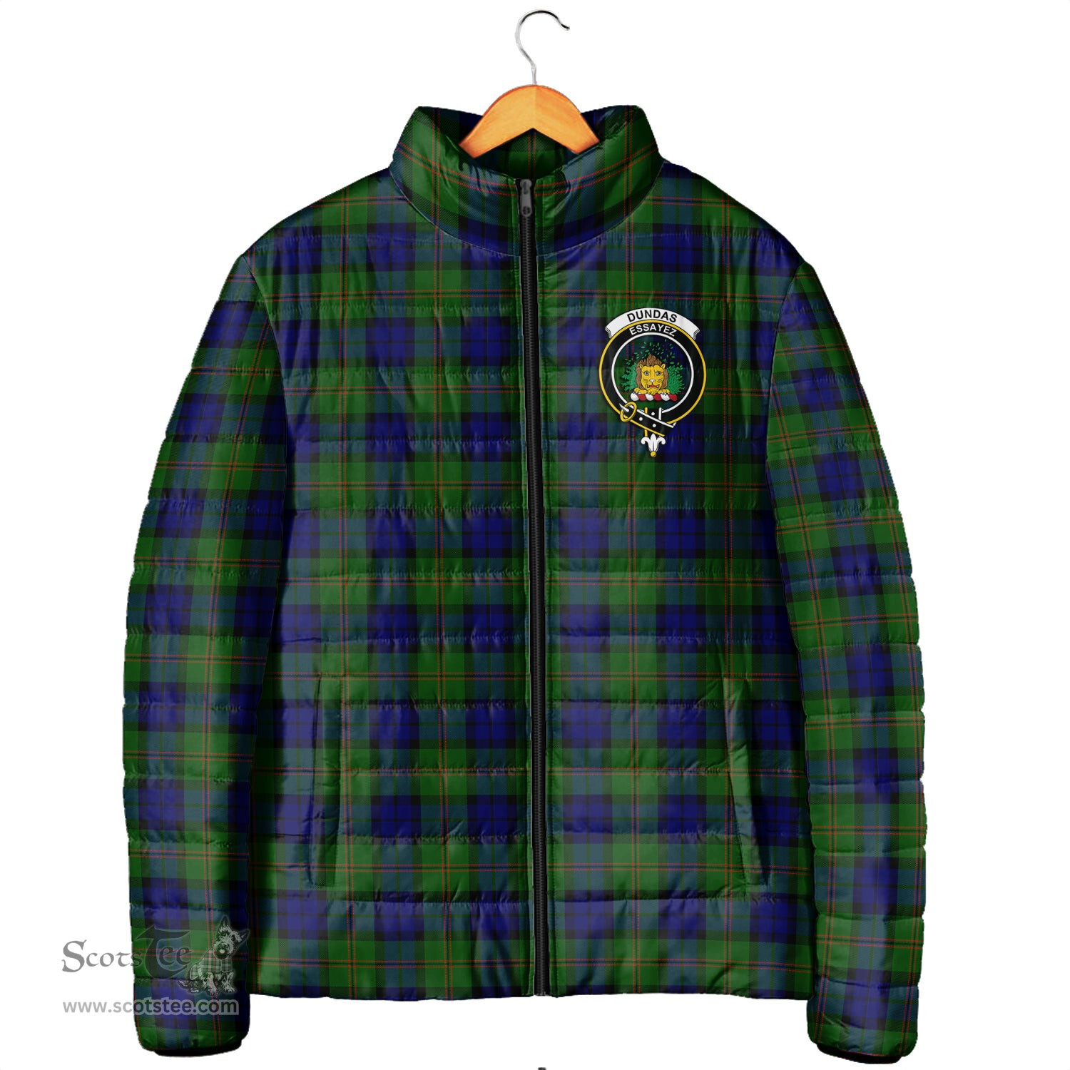 Scottish Dundas Modern Clan Crest Tartan Padded Jacket with Family Crest - Tartan Plaid Jacket ScotsTee Shop - Tartan Plaid - scotstee.com