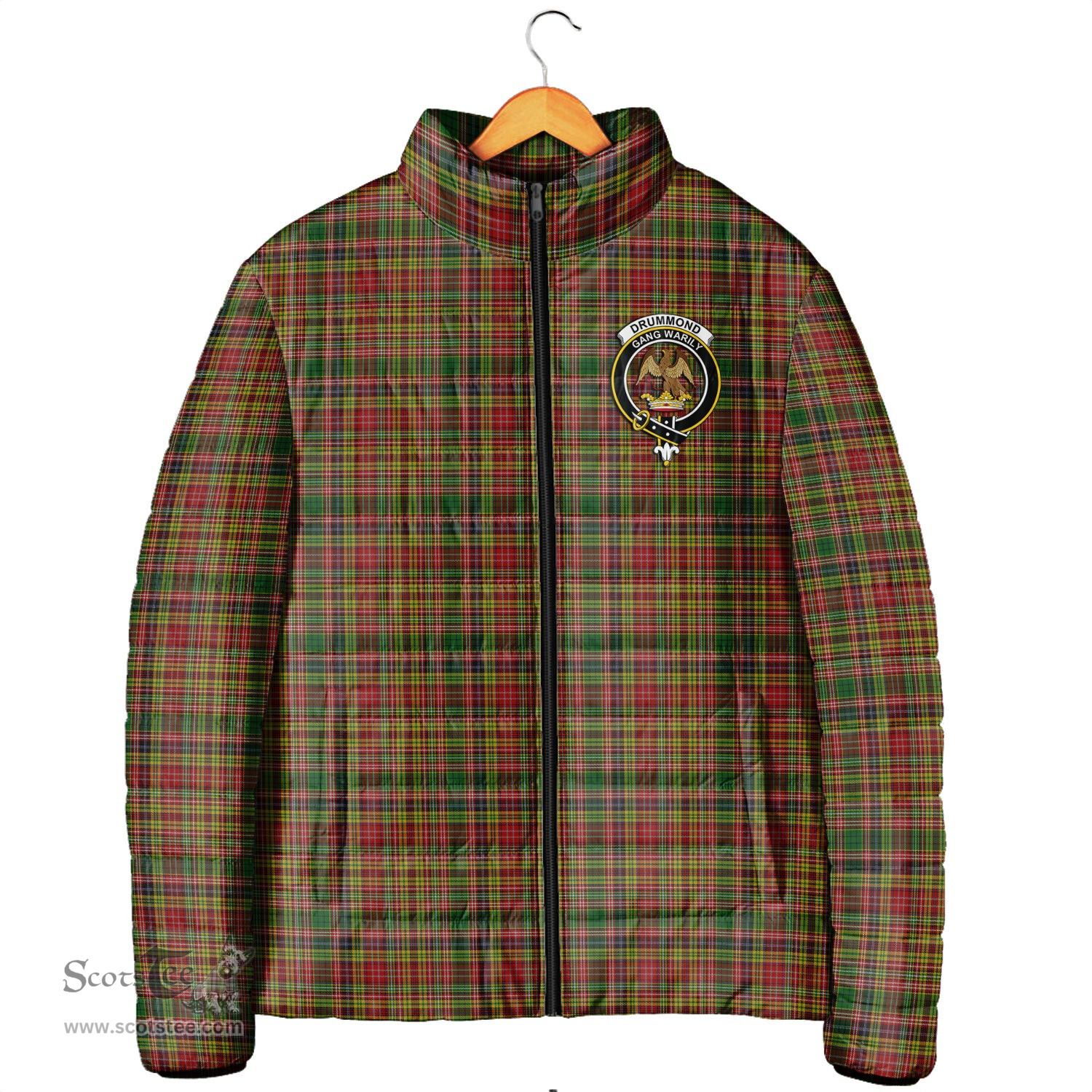 Scottish Drummond of Strathallan Clan Crest Tartan Padded Jacket with Family Crest - Tartan Plaid Jacket ScotsTee Shop - Tartan Plaid - scotstee.com