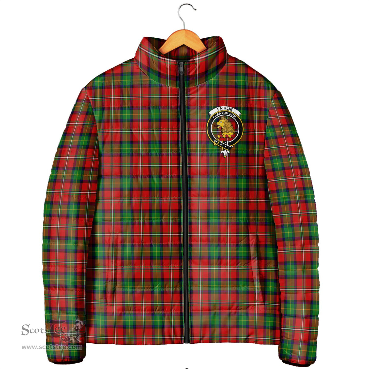 Scottish Fairlie Modern Clan Crest Tartan Padded Jacket with Family Crest - Tartan Plaid Jacket ScotsTee Shop - Tartan Plaid - scotstee.com