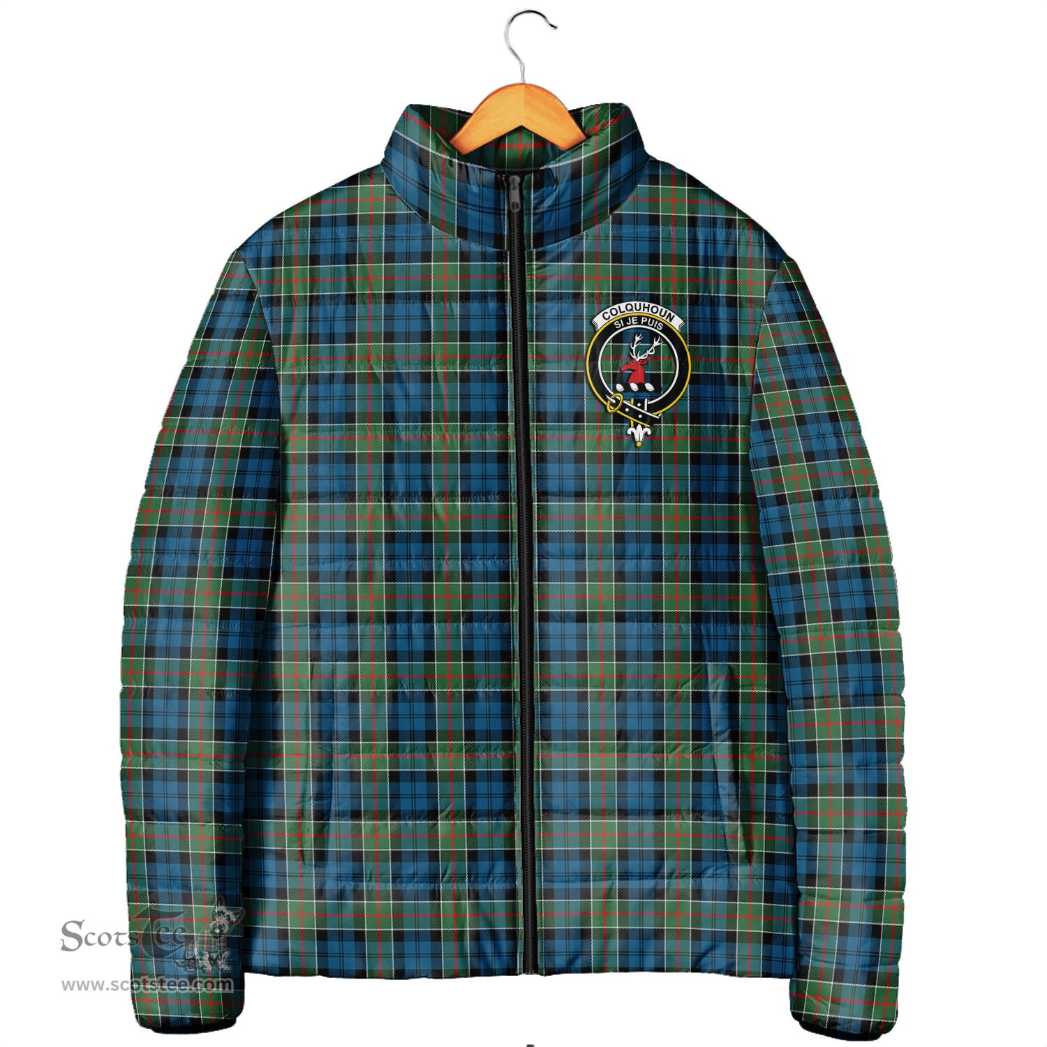 Scottish Colquhoun Ancient Clan Crest Tartan Padded Jacket with Family Crest - Tartan Plaid Jacket ScotsTee Shop - Tartan Plaid - scotstee.com