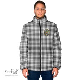 Scottish Douglas Grey Modern Clan Crest Tartan Padded Jacket with Family Crest - Tartan Plaid Jacket ScotsTee Shop - Tartan Plaid - scotstee.com