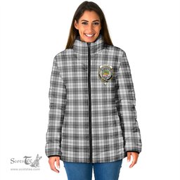 Scottish Douglas Grey Modern Clan Crest Tartan Padded Jacket with Family Crest - Tartan Plaid Jacket ScotsTee Shop - Tartan Plaid - scotstee.com
