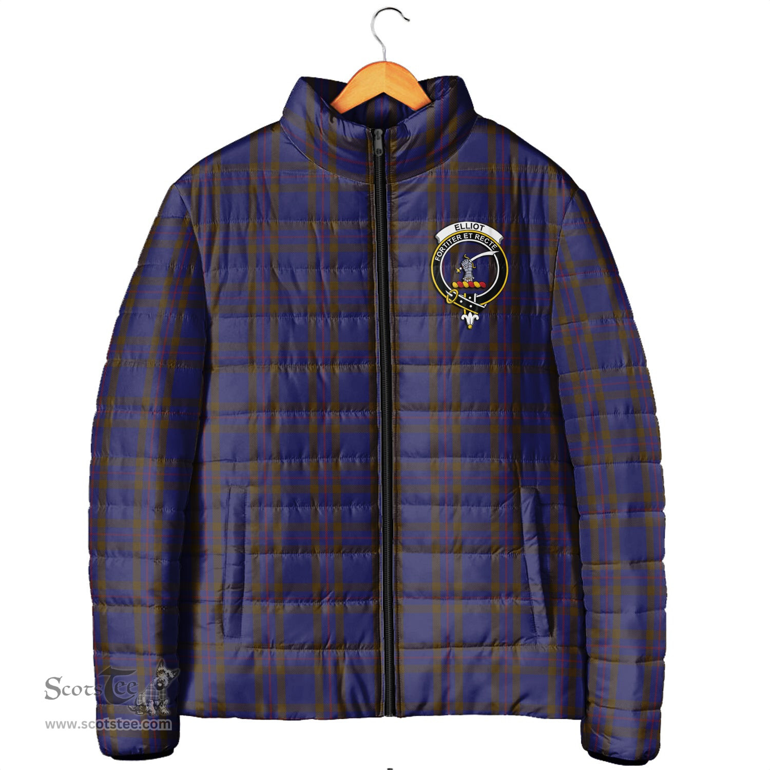 Scottish Elliot Clan Crest Tartan Padded Jacket with Family Crest - Tartan Plaid Jacket ScotsTee Shop - Tartan Plaid - scotstee.com