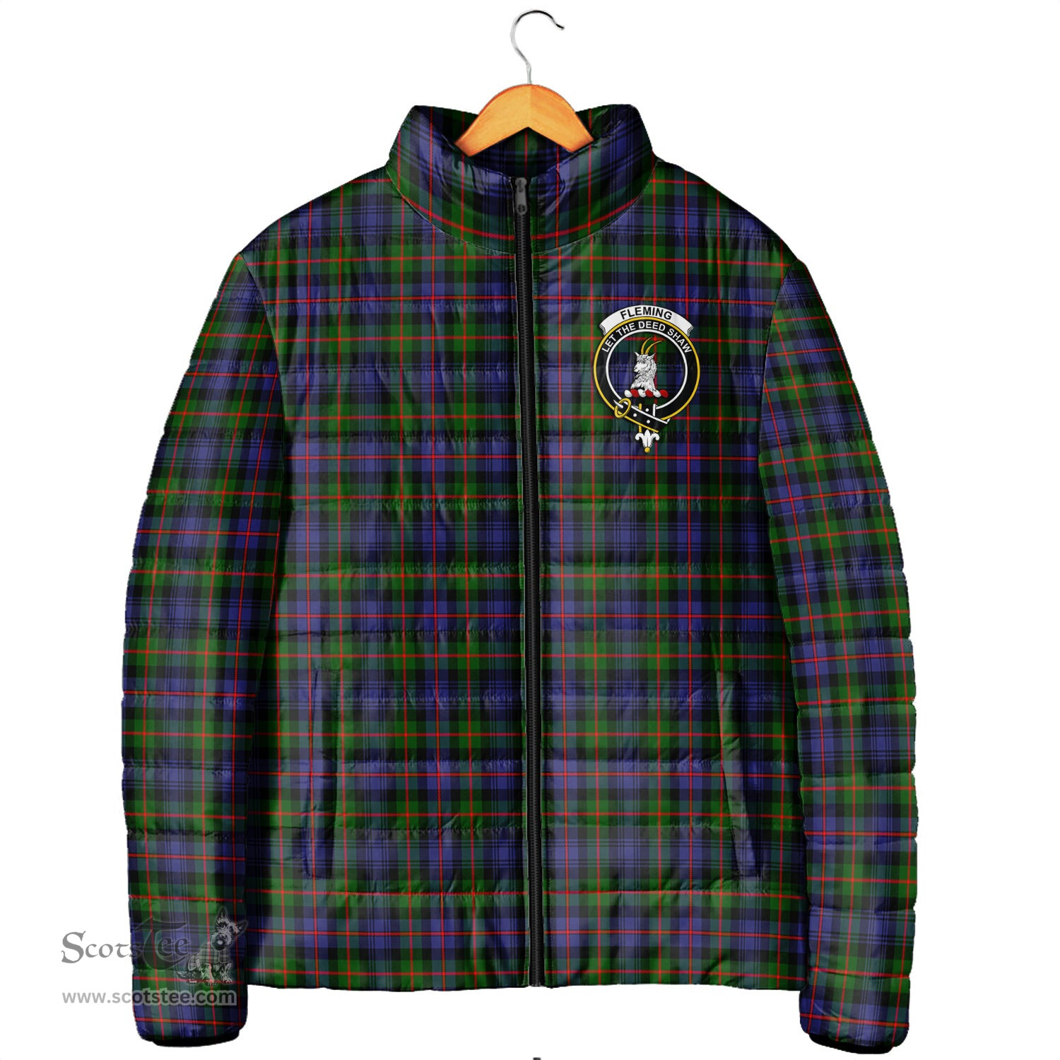 Scottish Fleming Clan Crest Tartan Padded Jacket with Family Crest - Tartan Plaid Jacket ScotsTee Shop - Tartan Plaid - scotstee.com