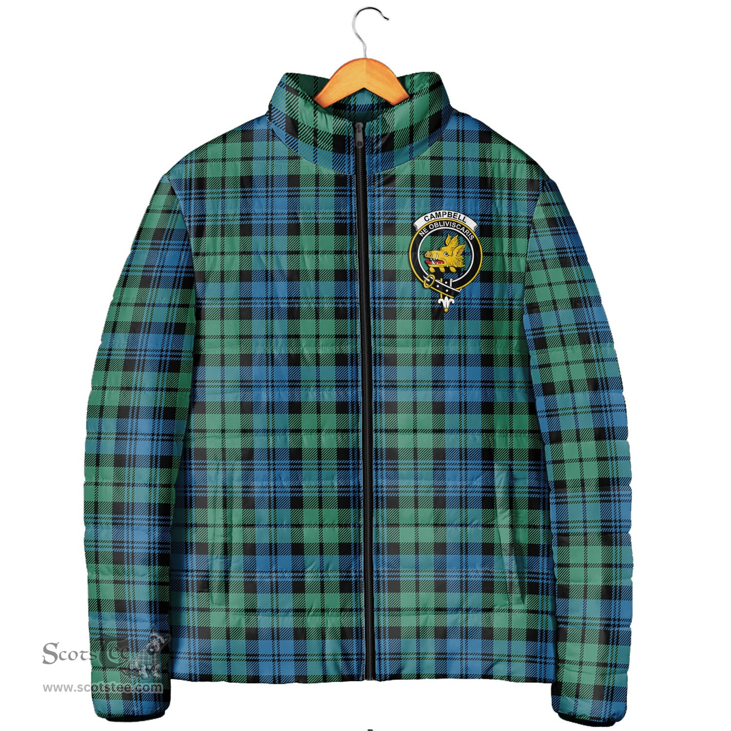 Scottish Campbell Ancient 01 Clan Crest Tartan Padded Jacket with Family Crest - Tartan Plaid Jacket ScotsTee Shop - Tartan Plaid - scotstee.com