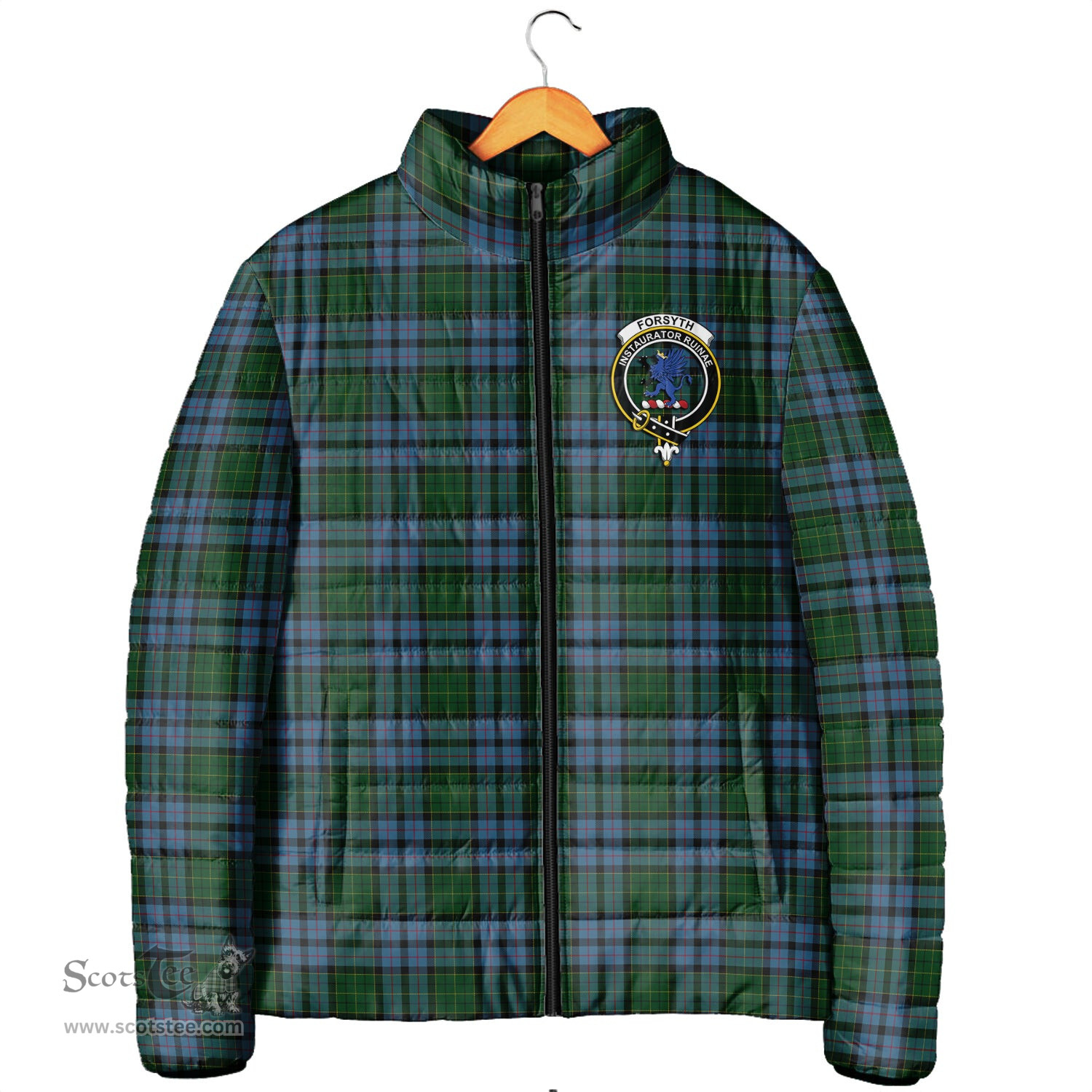 Scottish Forsyth Clan Crest Tartan Padded Jacket with Family Crest - Tartan Plaid Jacket ScotsTee Shop - Tartan Plaid - scotstee.com