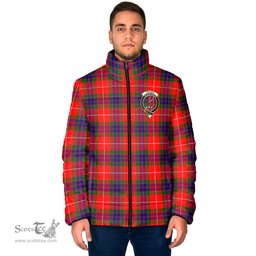 Scottish Fraser Modern Clan Crest Tartan Padded Jacket with Family Crest - Tartan Plaid Jacket ScotsTee Shop - Tartan Plaid - scotstee.com