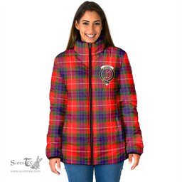 Scottish Fraser Modern Clan Crest Tartan Padded Jacket with Family Crest - Tartan Plaid Jacket ScotsTee Shop - Tartan Plaid - scotstee.com