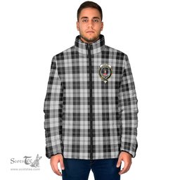 Scottish Erskine Black and White Clan Crest Tartan Padded Jacket with Family Crest - Tartan Plaid Jacket ScotsTee Shop - Tartan Plaid - scotstee.com